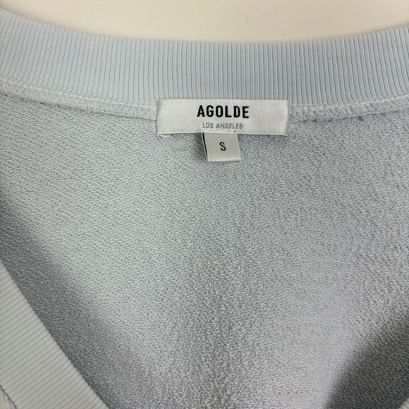 Agolde Low V-Neck Ballon Sleeve Relaxed Fit Athleisure Loungewear Sweatshirt - Picture 5 of 9